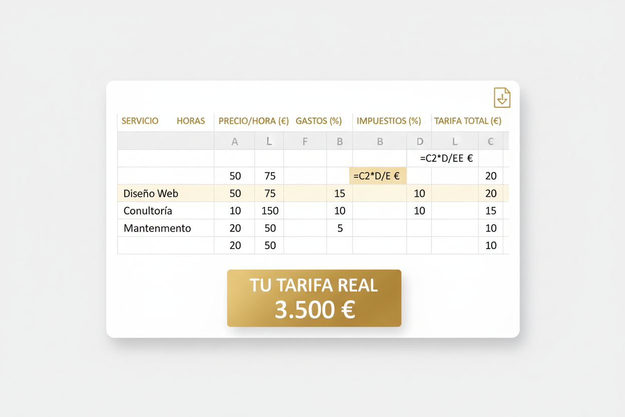 Calculadora Freelance - banner con celdas y resultado Tu tarifa real